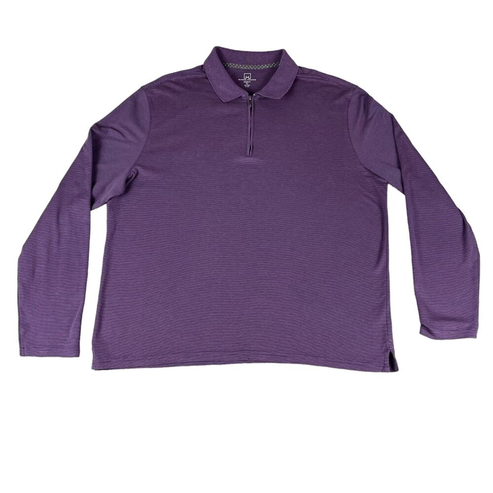 Michael Strahan Pullover Men’s Extra Large Purple Modern Fit Long Sleeve 1/4 Zip
